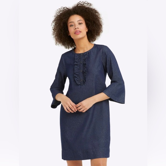 Draper James Chambray Ruffle Shift Dress - Picture 2 of 2